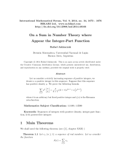 On a Sum in Number Theory where Appear the Integer