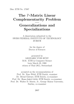 The P-Matrix Linear Complementarity Problem - ETH