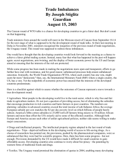 Trade Imbalances By Joseph Stiglitz Guardian August 15, 2003