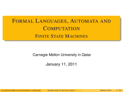 Formal Languages, Automata and Computation
