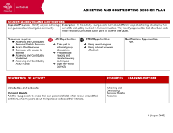 Achieving and Contributing Session Plan