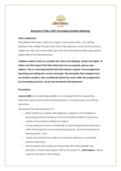 Achieving positive behaviour (including tackling Bullying)