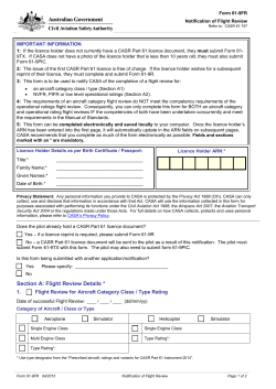 Form 61-9FR Notification of Flight Review