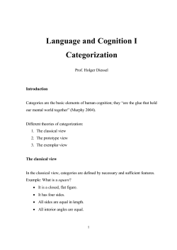 Language and Cognition I Categorization