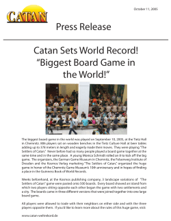 Press Release Catan Sets World Record! &ldquo;Biggest Board Game in
