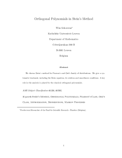 Orthogonal Polynomials in Stein`s Method