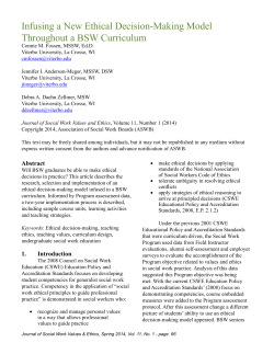 Infusing a New Ethical Decision-Making Model Throughout a BSW