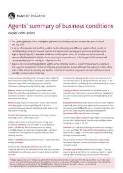 Bank of England Agents` summary of business conditions August