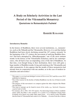 A Study on Scholarly Activities in the Last Period of the Vikramaśīla