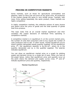 PRICING IN COMPETITIVE MARKETS