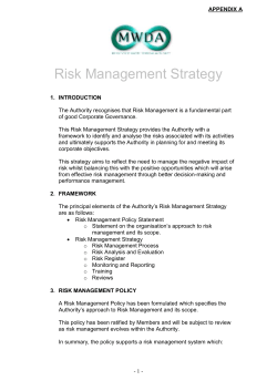 Risk Management Strategy INTRODUCTION The Authority
