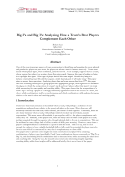 Research Paper- Robert Ayer, Sloan Sports Analytics Conference