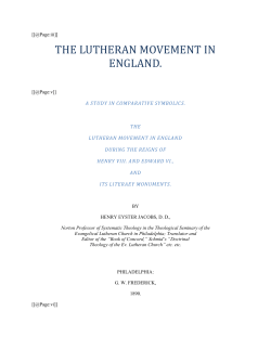 Jacobs The Lutheran Movement in England