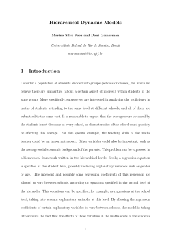 Hierarchical Dynamic Models 1 Introduction
