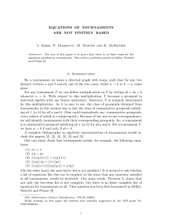 EQUATIONS OF TOURNAMENTS ARE NOT FINITELY BASED J