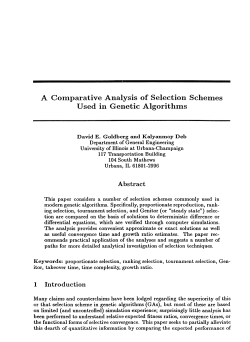 A Comparative Analysis of Selection Schemes Used in Genetic