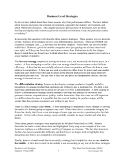 Business Level Strategies - James Madison University
