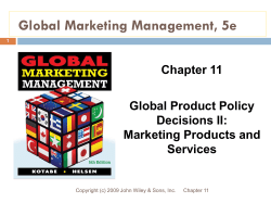 GLOBAL POLICY AND PRICING DECISIONS II: MARKETING