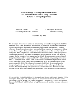 Entry Earnings of Immigrant Men in Canada