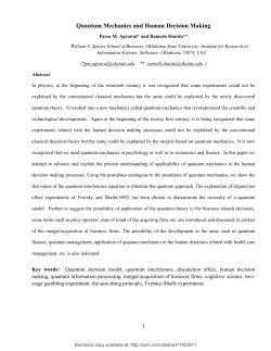 Quantum Mechanics and Human Decision Making