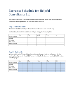 Step 1 &ndash; Insert a table