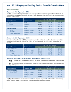 NAU 2015 Employee Per Pay Period Benefit Contributions
