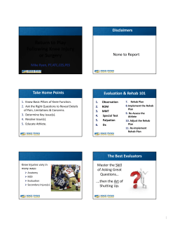 Return to Play Following Knee Injury or Surgery