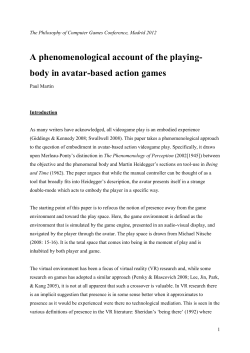 A phenomenological account of the playing- body in avatar