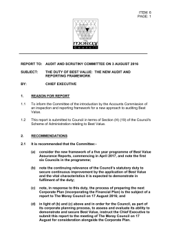 The Duty of Best Value: The New Audit and Reporting Framework