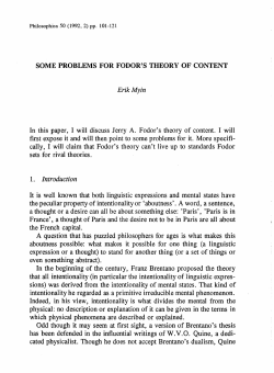 SOME PROBLEMS FOR FODOR`S THEORY OF