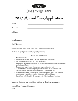 2017 Annual Pass Application - Sequoyah National Golf Club