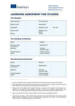 LEARNING AGREEMENT FOR STUDIES
