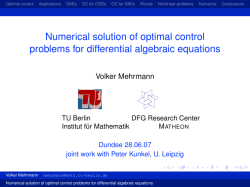 Numerical solution of optimal control problems for differential