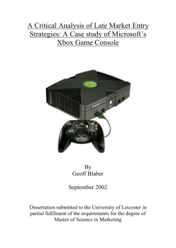 A Case study of Microsoft`s Xbox Game Console