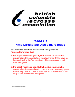 2016-2017 Field Directorate Disciplinary Rules