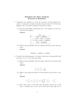 Statistics for Data Analysis Exercise 3 Solutions