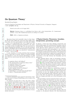 On Quantum Theory