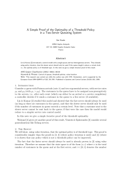 A Simple Proof of the Optimality of a Threshold Policy in a Two