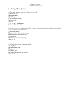 Human Anatomy Foundations: The Cell 2.1 Multiple