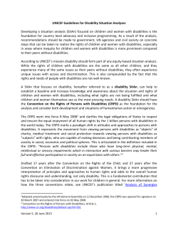 UNICEF Guidelines for Disability Situation Analyses Developing a