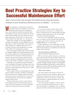 Best Practice Strategies Key to Successful Maintenance