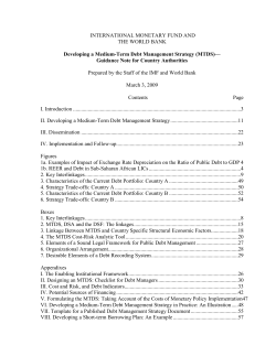 Developing a Medium-Term Debt Management Strategy (MTDS)