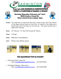 Manawatu Badminton`s Intermediate Competition is all set to go for