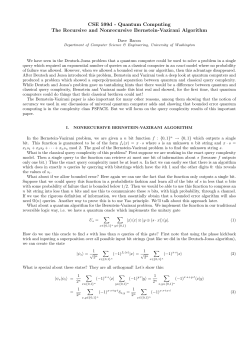 CSE 599d - Quantum Computing The Recursive and Nonrecursive