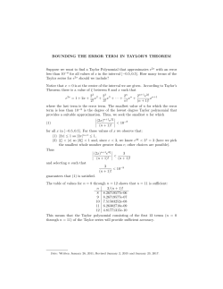BOUNDING THE ERROR TERM IN TAYLOR`S THEOREM Suppose