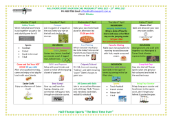 HALL-THORPE SPORTS VACATION CARE PROGRAM 3RD APRIL