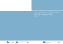 Analysis of Curriculum/Learning Frameworks for the Early Years
