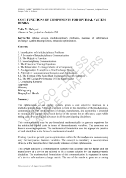 Cost Functions of Components for Optimal System Design