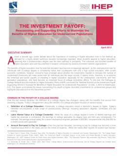 the investment payoff - Institute for Higher Education Policy
