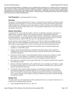 Large Packaged Rooftop Units - Functional Testing and Design